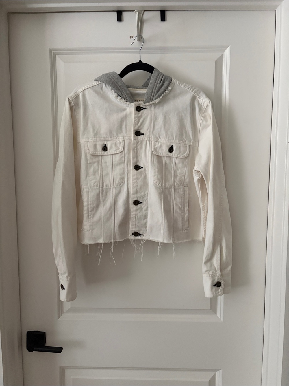 rag & bone White Denim Gray Hoodie Jacket